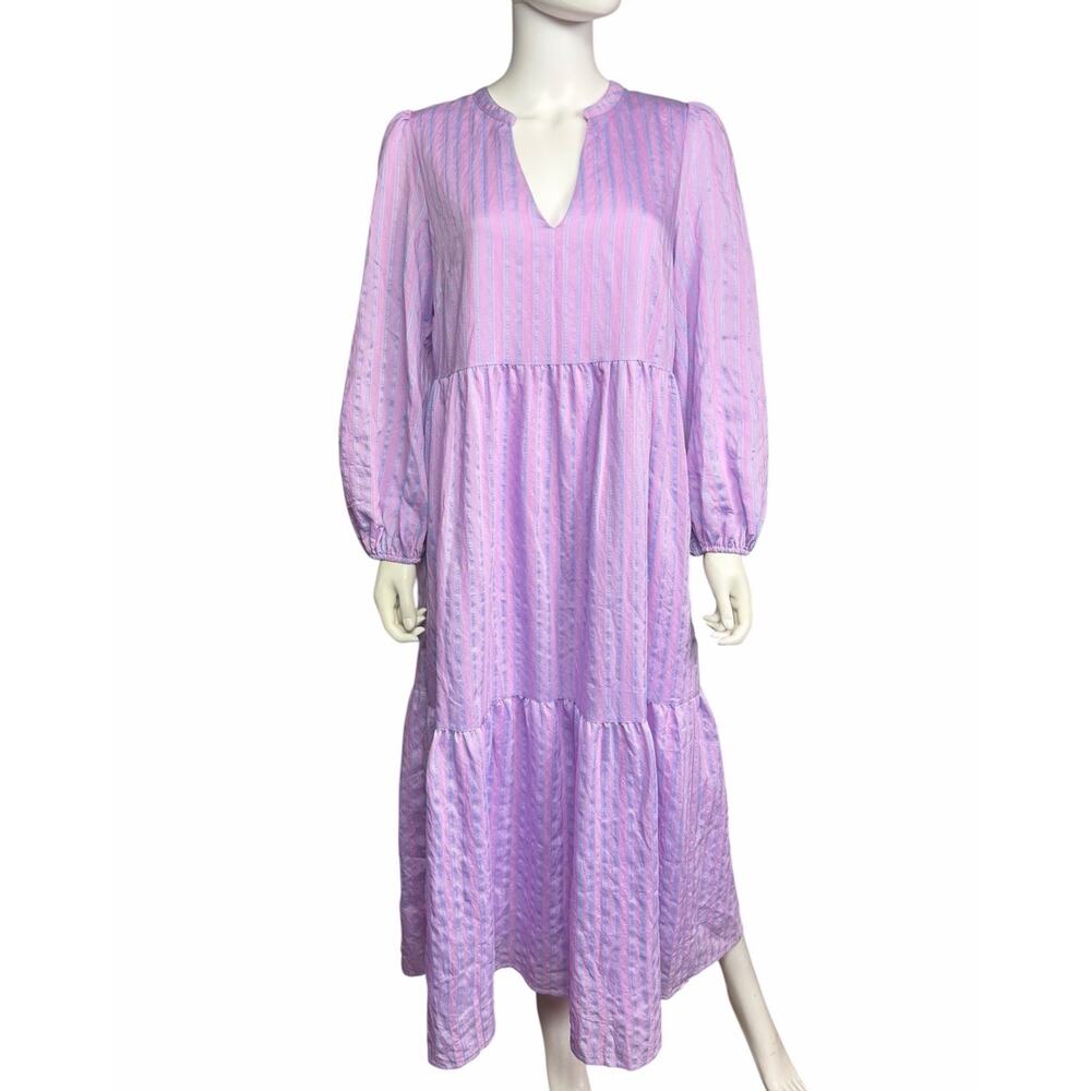 Pomander Place by Tuckernuck Women's L Lavender Stripe Alora Maxi Dress EUC